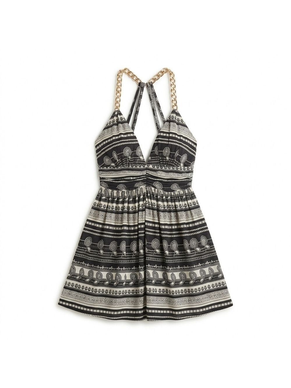 Sky Vintage Black and White Plunge Mini Dress - Picture 4 of 8